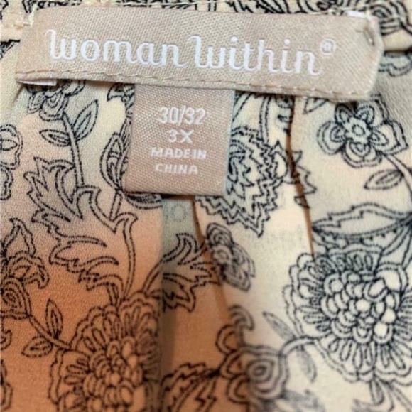 Woman Within Black Mixed Print Button Tunic Blouse - Picture 6 of 6